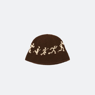 KidSuper Running Guys Crochet Hat - Brown